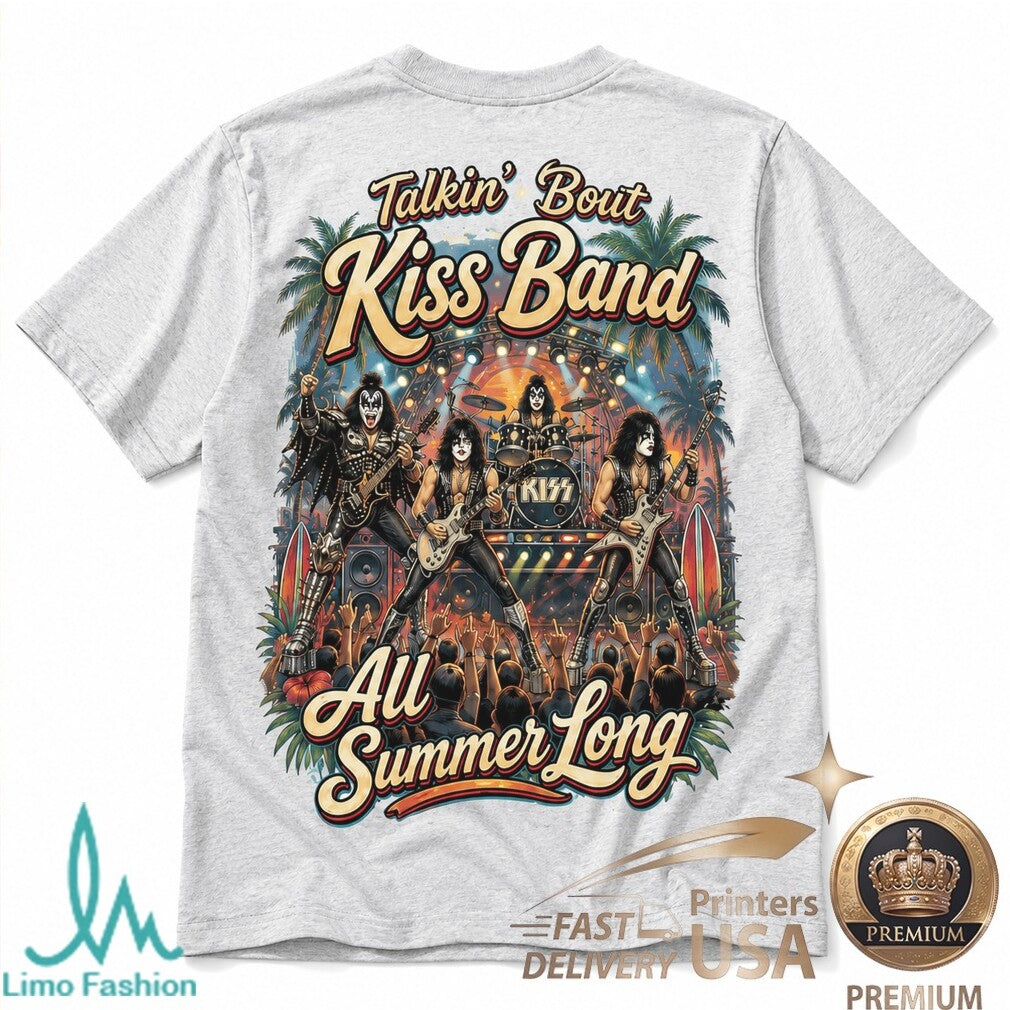 KISS Band Summer Vibes Palm Tree Beach Concert Graphic Shirt - Limotees LLC