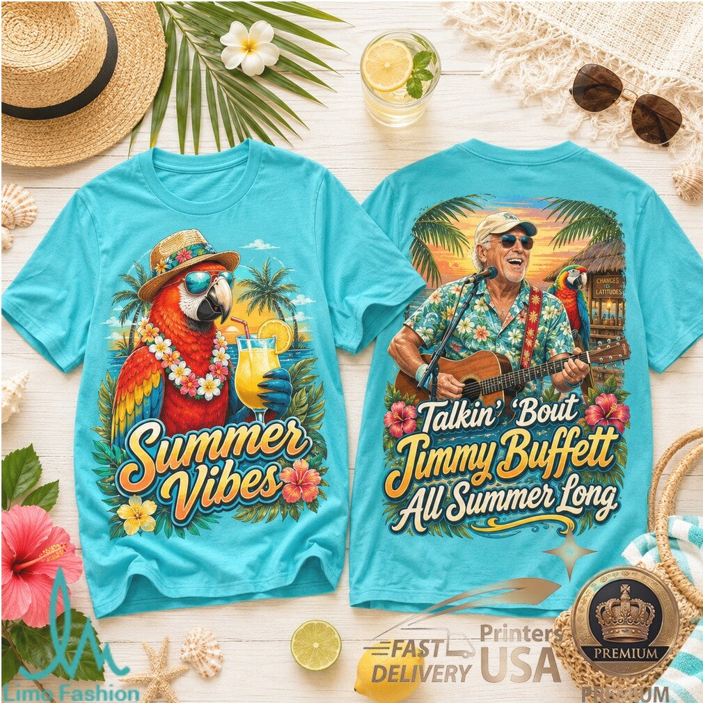 Jimmy Buffett Summer Vibes Tropical Parrot Beach Music Shirt - Limotees LLC