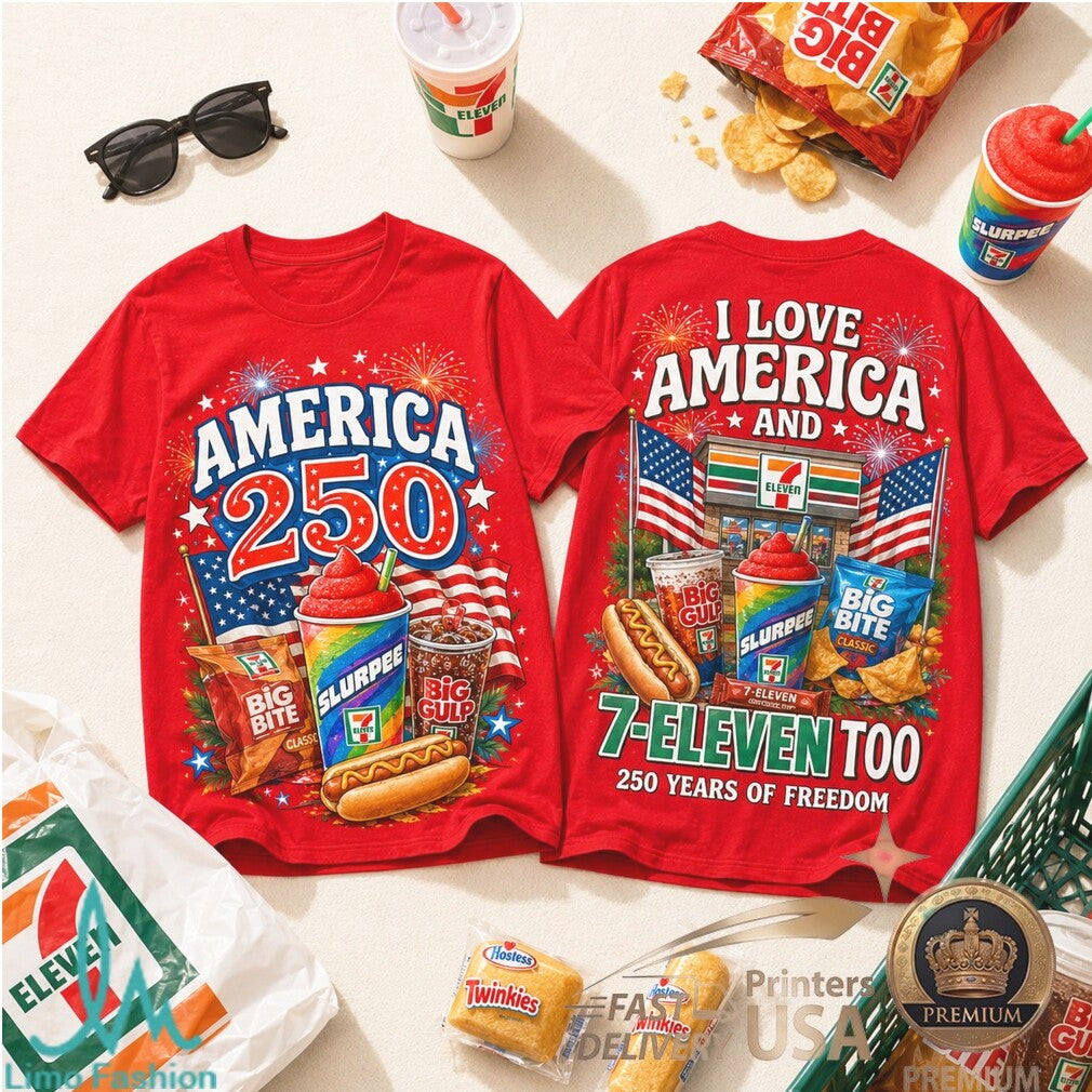 7 Eleven America 250 Years Of Freedom Patriotic Graphic Shirt - Limotees LLC
