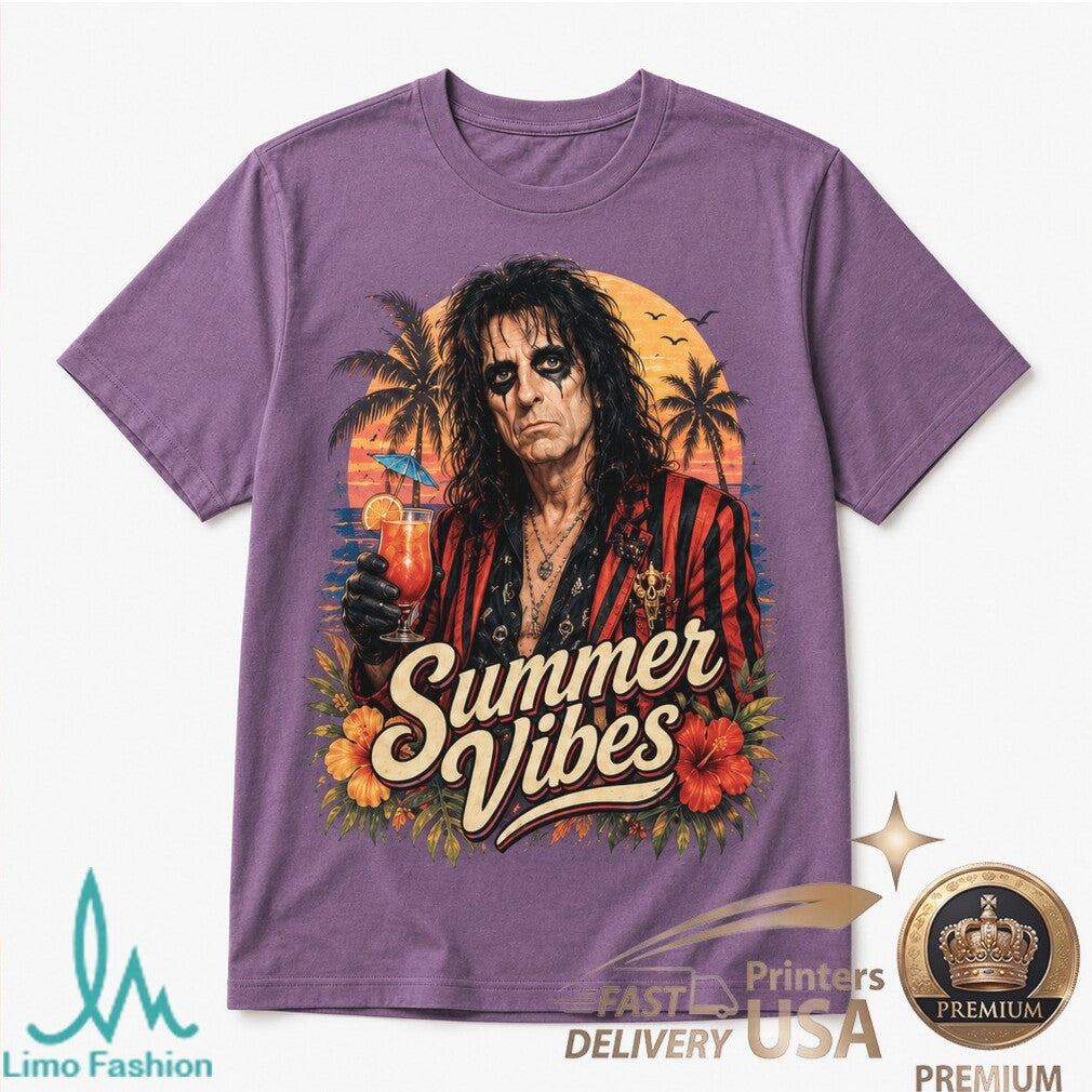 Alice Cooper Summer Vibes Rock Music Tropical Beach Graphic Shirt - Limotees LLC