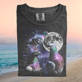 Galaxy Pigeon Trio Moon Space Aesthetic Streetwear T Shirt - Limotees LLC