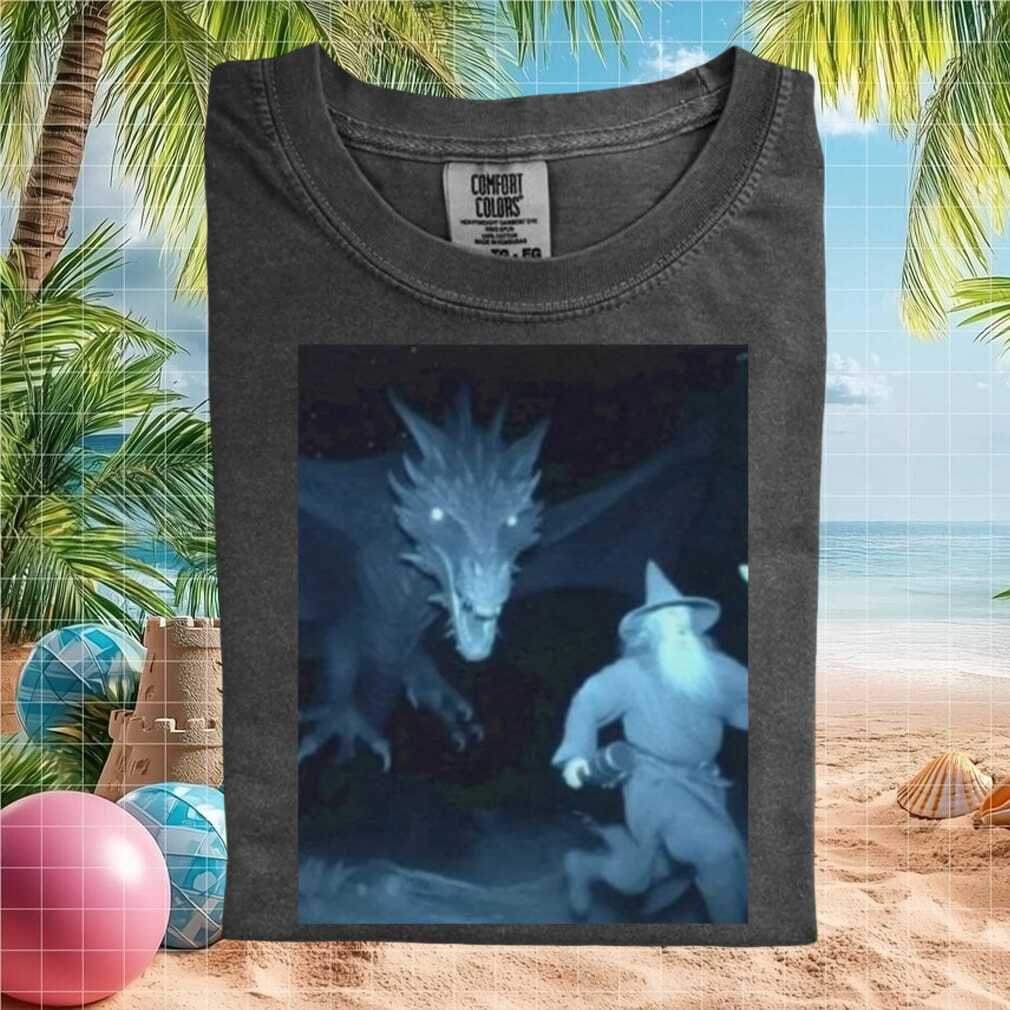 Gandalf Running From Dragon Funny Lord Of The Rings Meme T Shirt - Limotees LLC