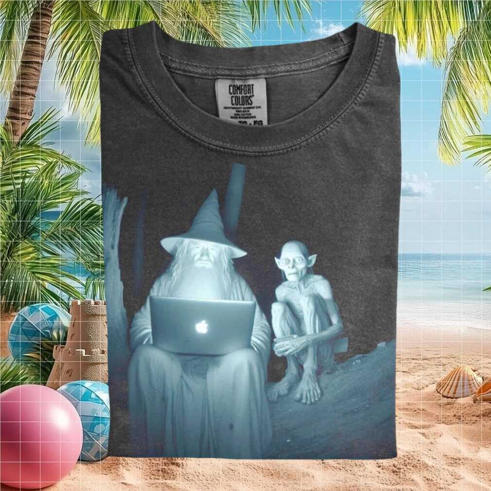 Gandalf and Gollum Lord of the Rings Macbook Funny Meme Graphic Unisex T Shirt - Limotees LLC