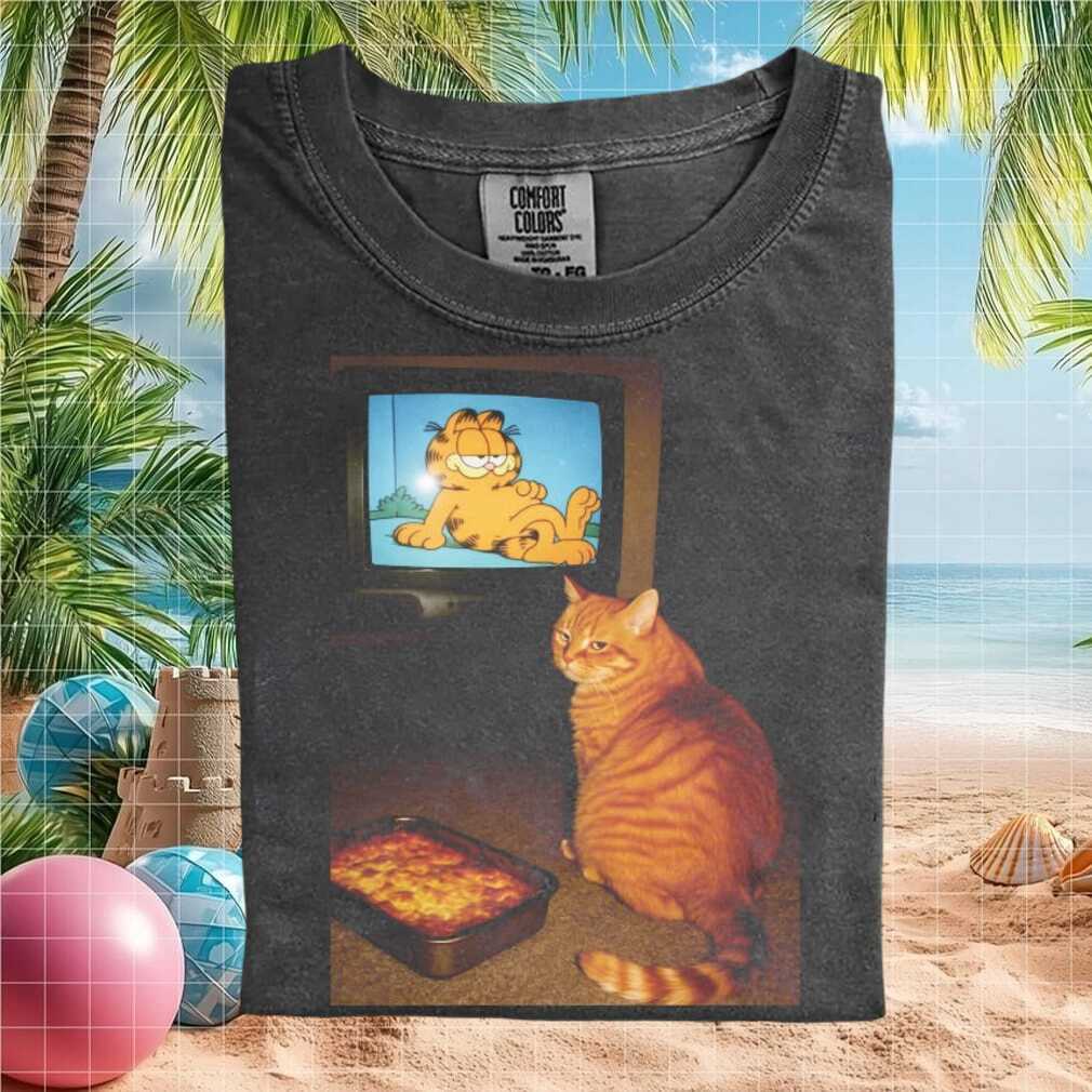 Garfield Cat Watching TV Comfort Colors Graphic T Shirt - Limotees LLC