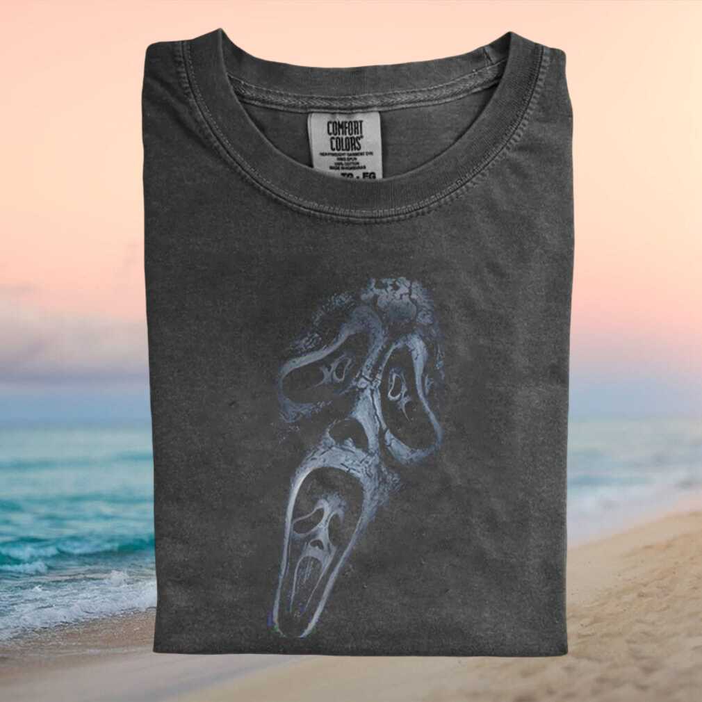 Ghost Face Horror Movie Distressed Mask Graphic T Shirt - Limotees LLC