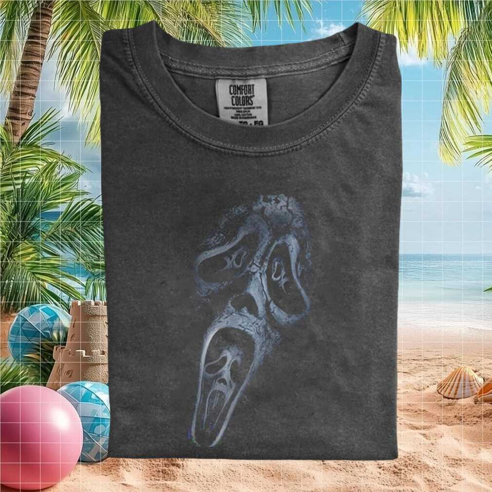 Ghost Face Horror Movie Distressed Mask Graphic T Shirt - Limotees LLC