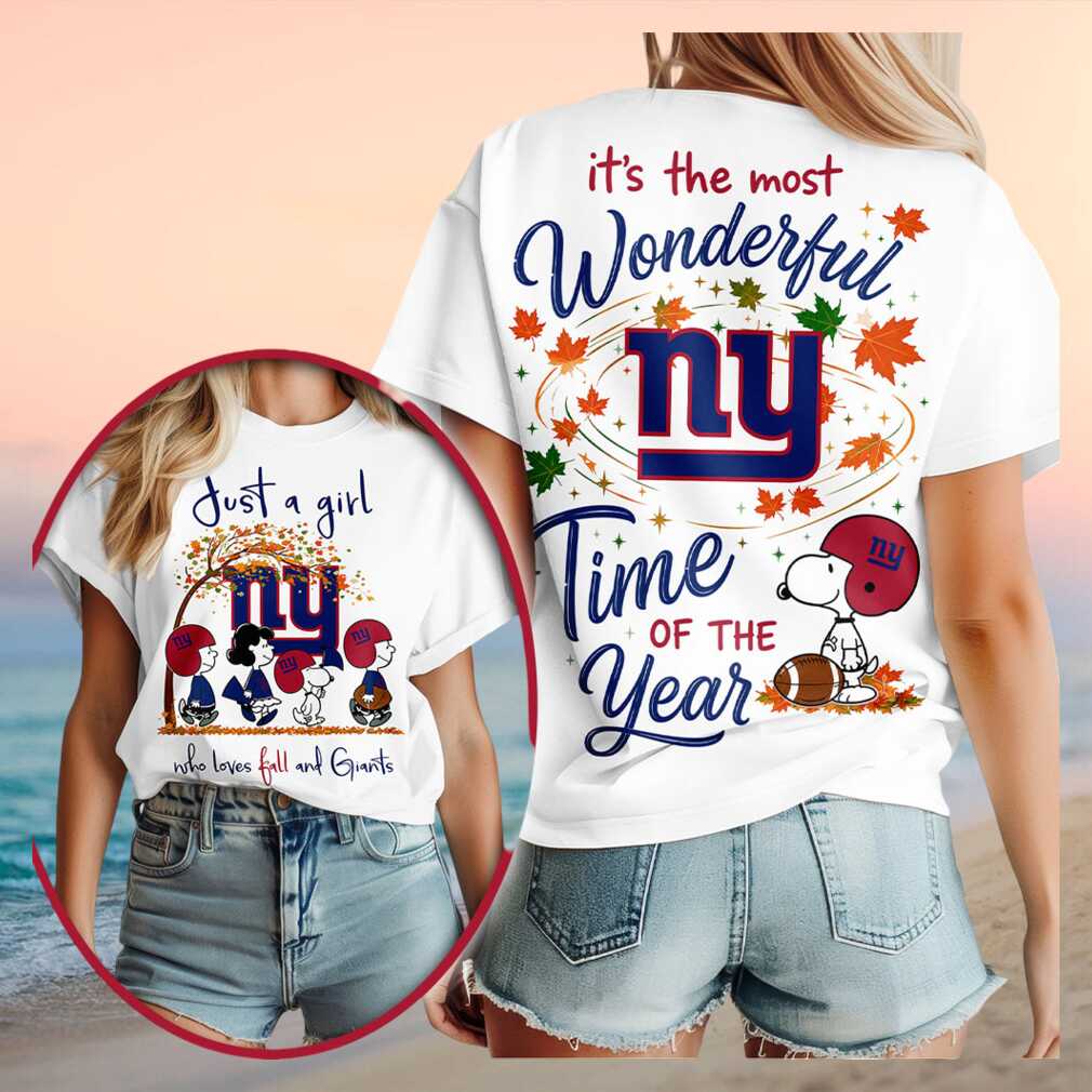 Giants Snoopy Peanuts Fall Football Leaves Shirt