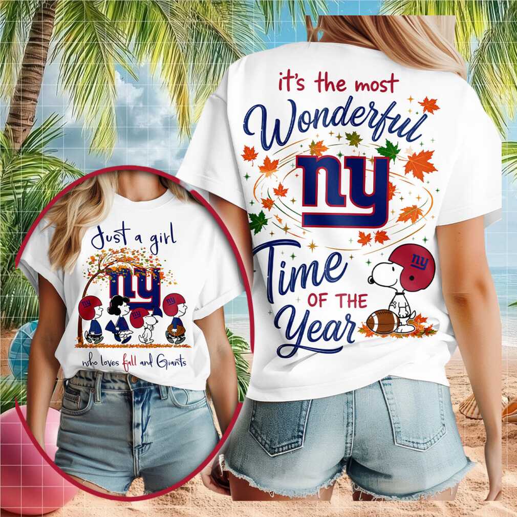 Giants Snoopy Peanuts Fall Football Leaves Shirt