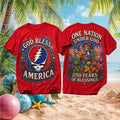 Grateful Dead Band Summer Tour 1987 God Bless America Concert Shirt