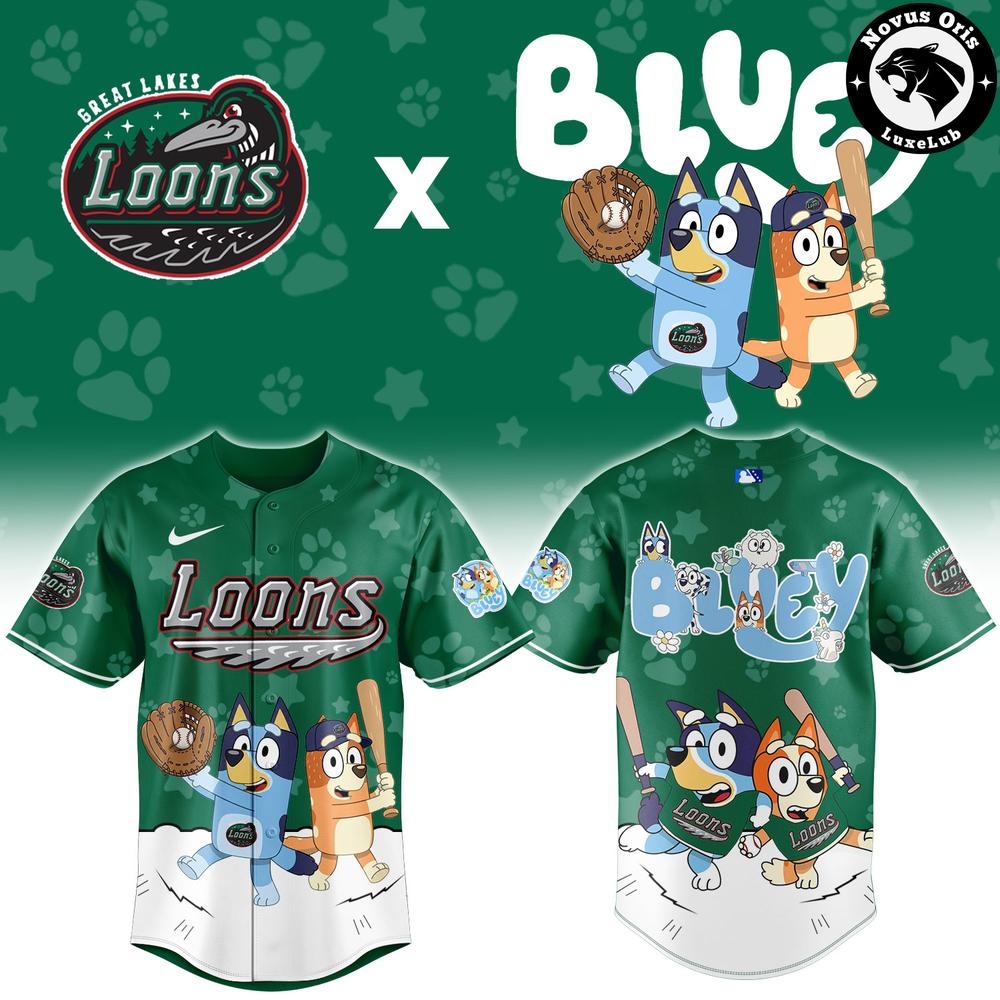 Great Lakes Loons x Bluey Night Limited Edition Baseball Jersey
