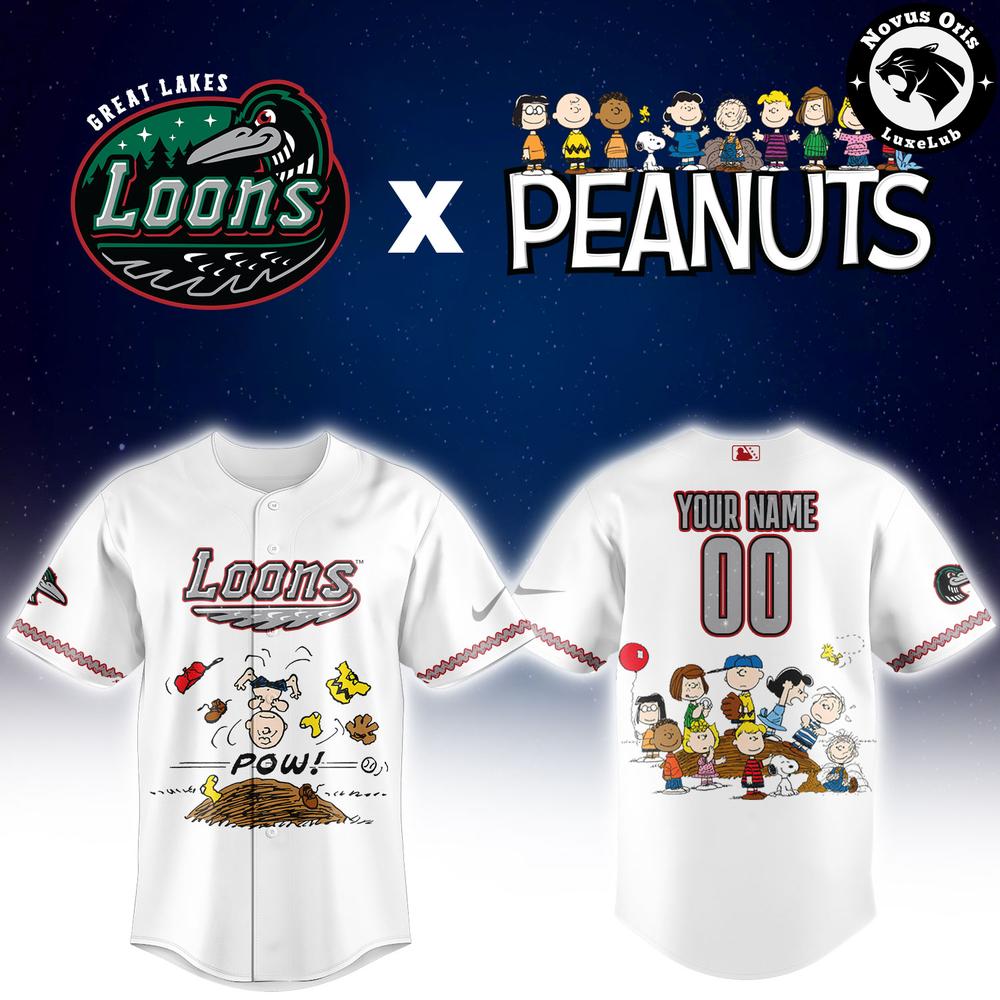 Great Lakes Loons x Peanuts Night Limited Edition Baseball Jersey