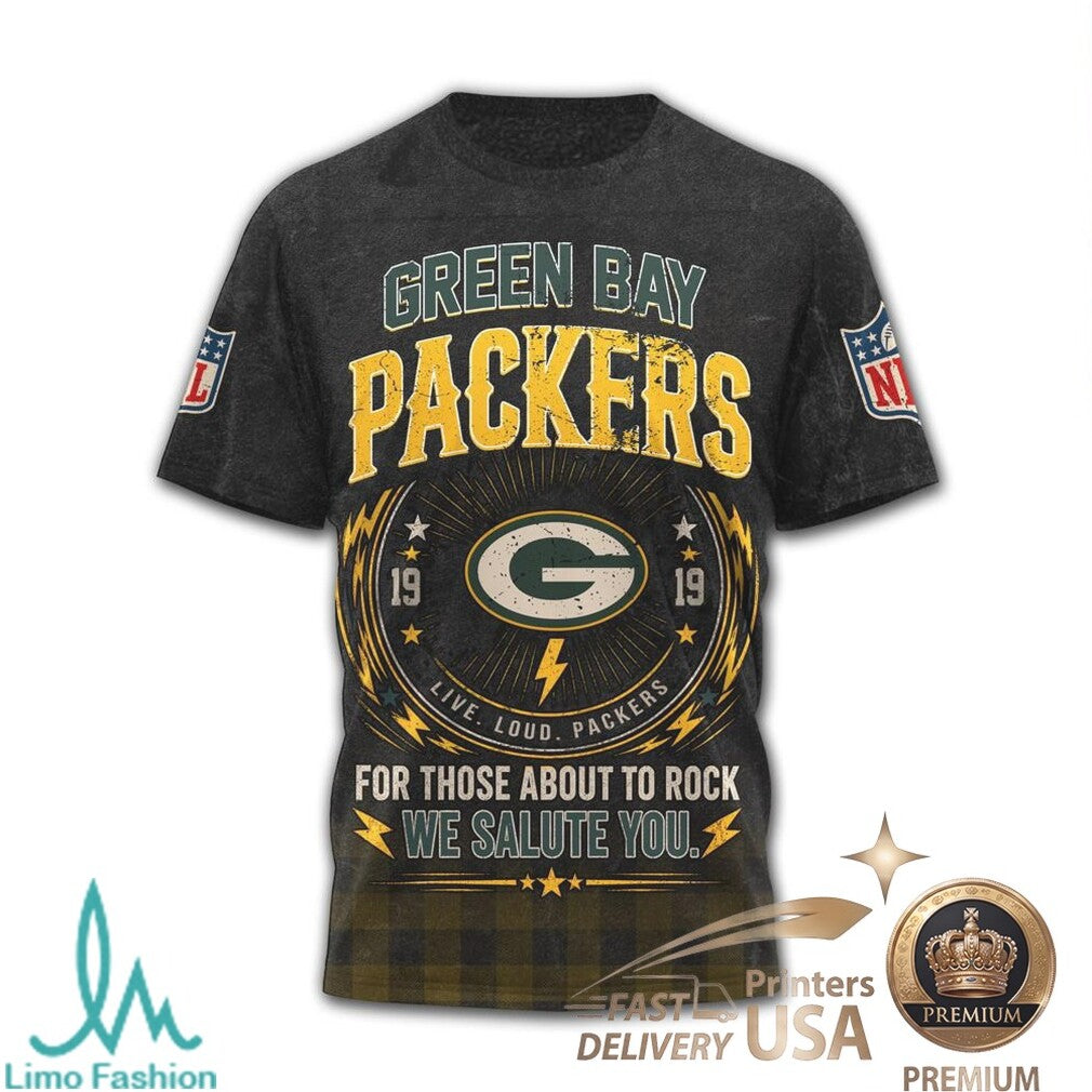 Green Bay Packers ACDC Band Mashup Rock Music Graphic T Shirt - Limotees LLC