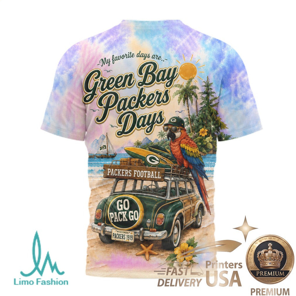 Green Bay Packers Beach Parrot Tropical Summer T Shirt - Limotees LLC
