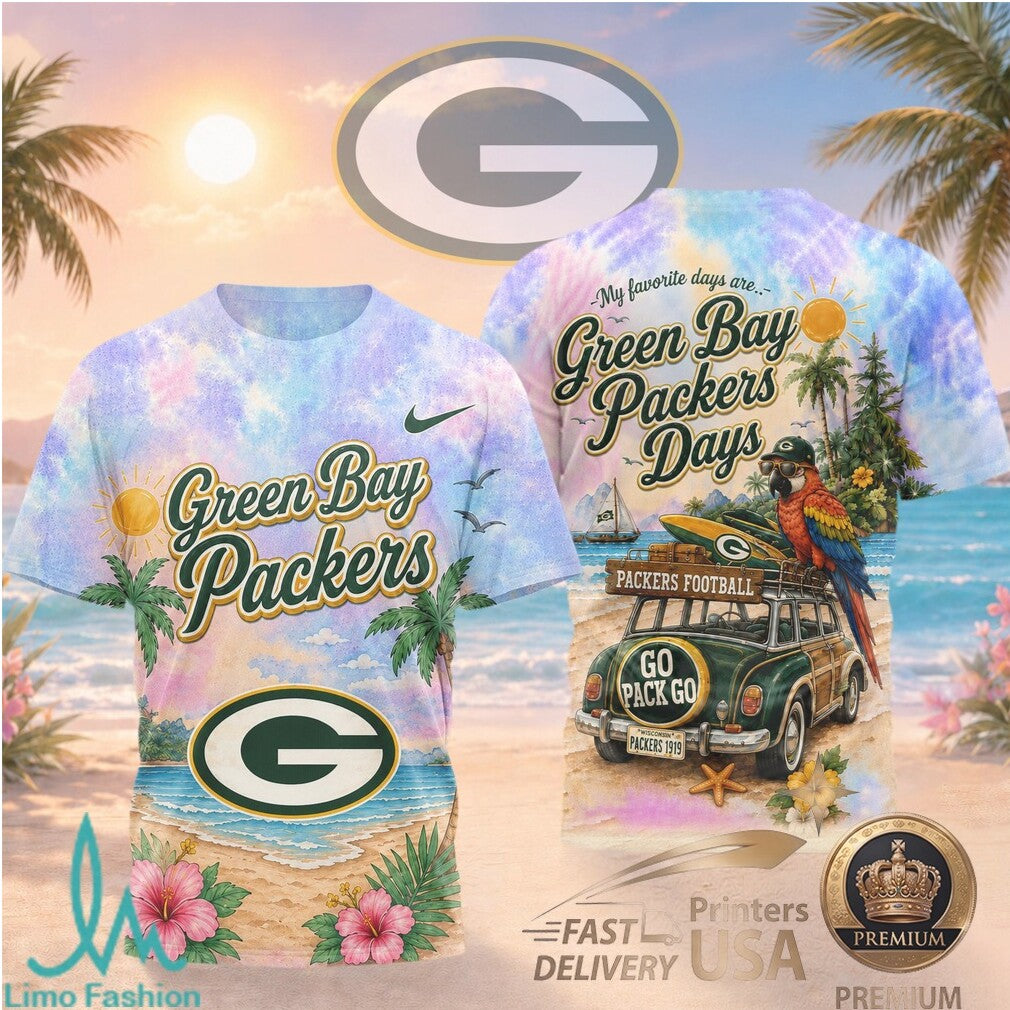 Green Bay Packers Beach Parrot Tropical Summer T Shirt - Limotees LLC