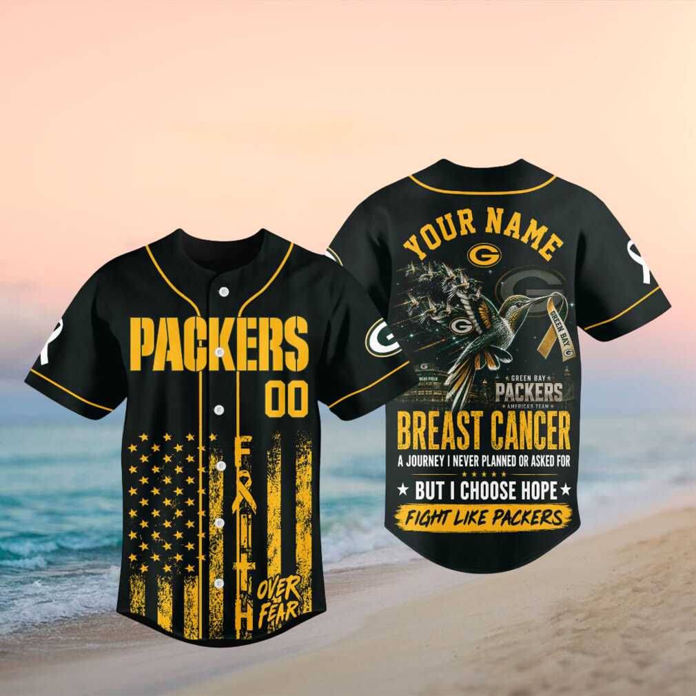 Green Bay Packers Breast Cancer Awareness Faith Over Fear Baseball Shirt
