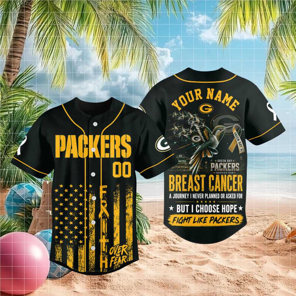 Green Bay Packers Breast Cancer Awareness Faith Over Fear Baseball Shirt