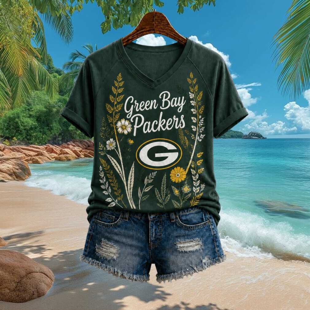 Green Bay Packers Floral Boho Football Team Women's Shirt