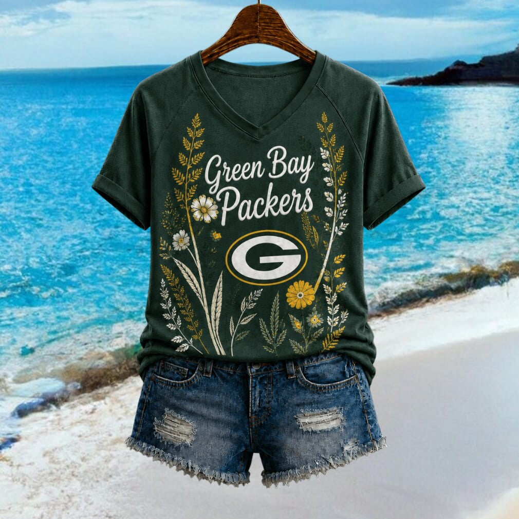 Green Bay Packers Floral Boho Football Team Women's Shirt