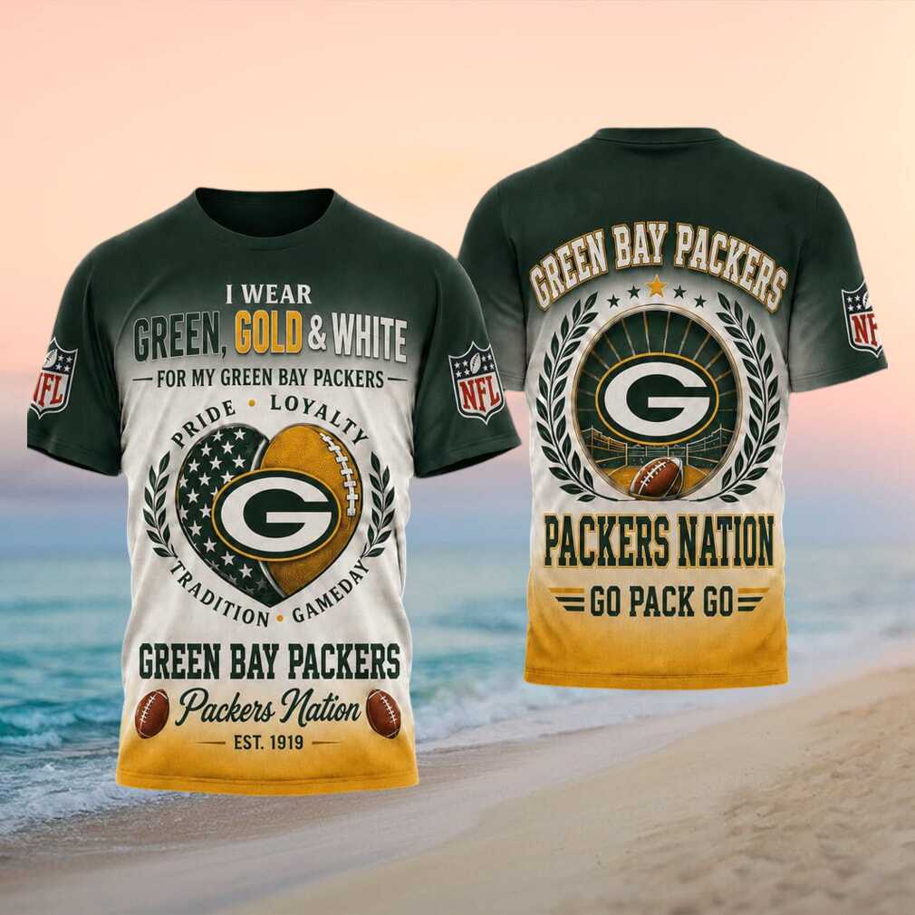 Green Bay Packers Football Heart American Flag Pride Shirt