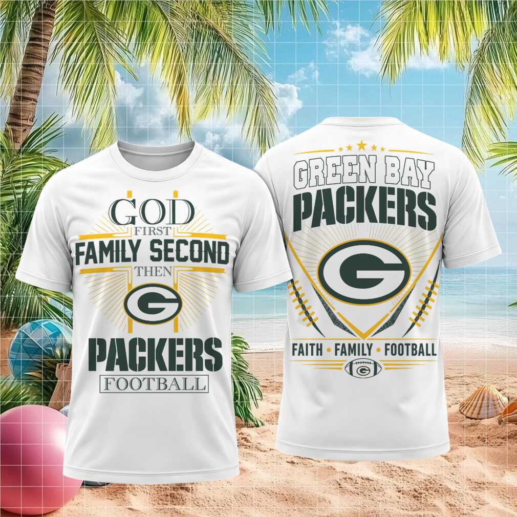 Green Bay Packers God First Family Second Faith Football Shirt - Limotees LLC