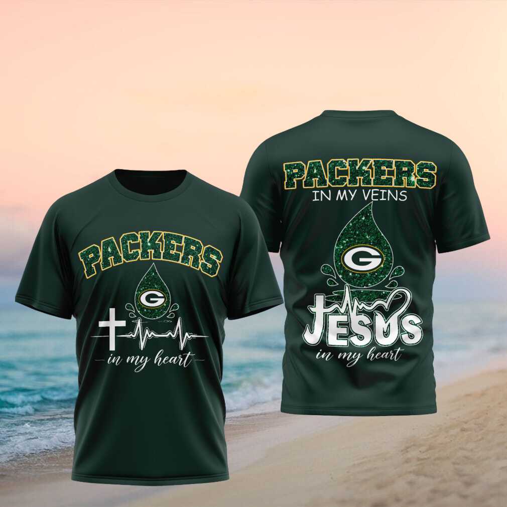 Green Bay Packers Jesus In My Heart Faith Shirt - Limotees LLC