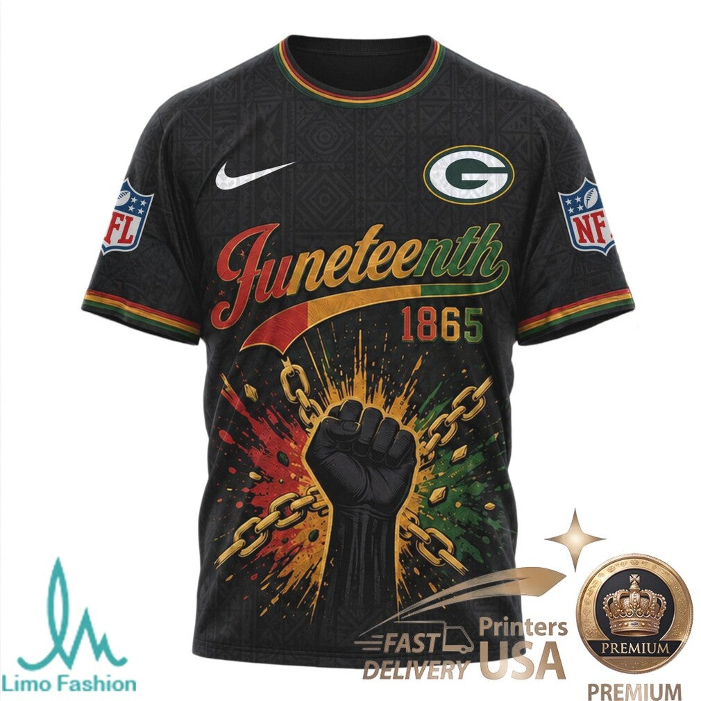 Green Bay Packers Juneteenth 1865 Freedom Day Black History T Shirt - Limotees LLC