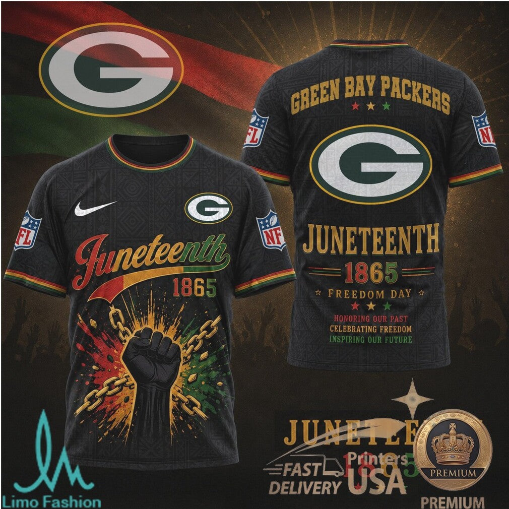 Green Bay Packers Juneteenth 1865 Freedom Day Black History T Shirt - Limotees LLC