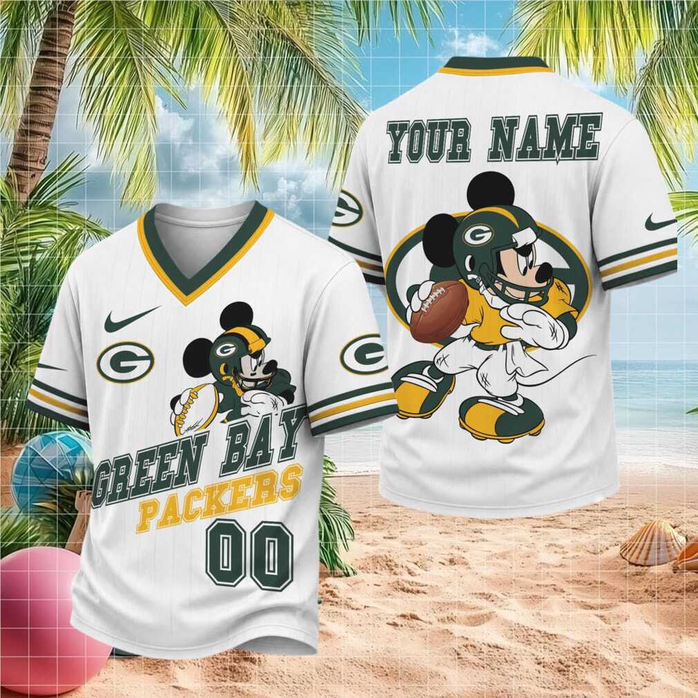 Green Bay Packers Mickey Mouse Football Custom Name Shirt - Limotees LLC