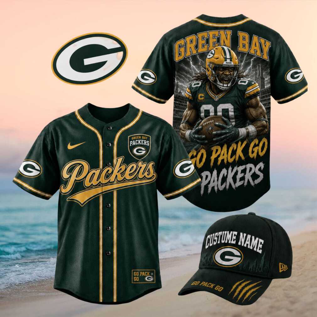 Green Bay Packers Muscle Player Go Pack Go Baseball Jersey - Limotees LLC