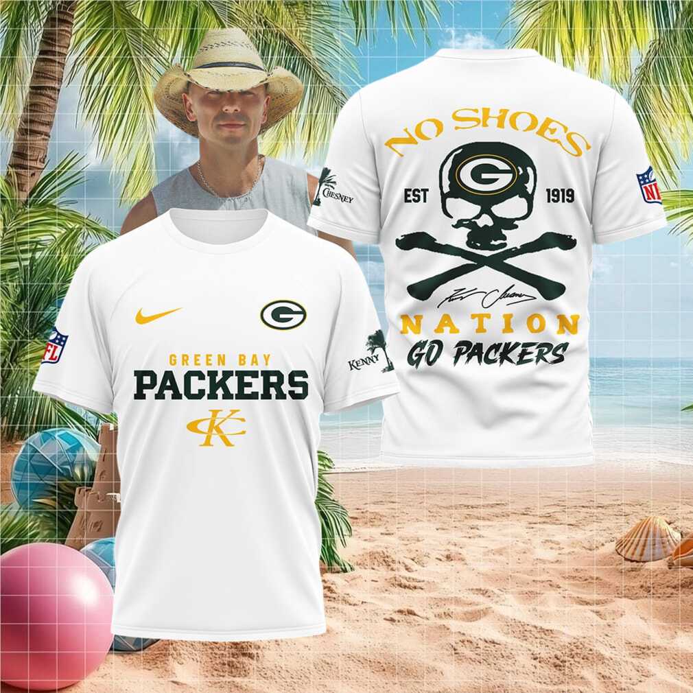 Green Bay Packers No Shoes Nation Skull Shirt Kenny Chesney Football Shirt