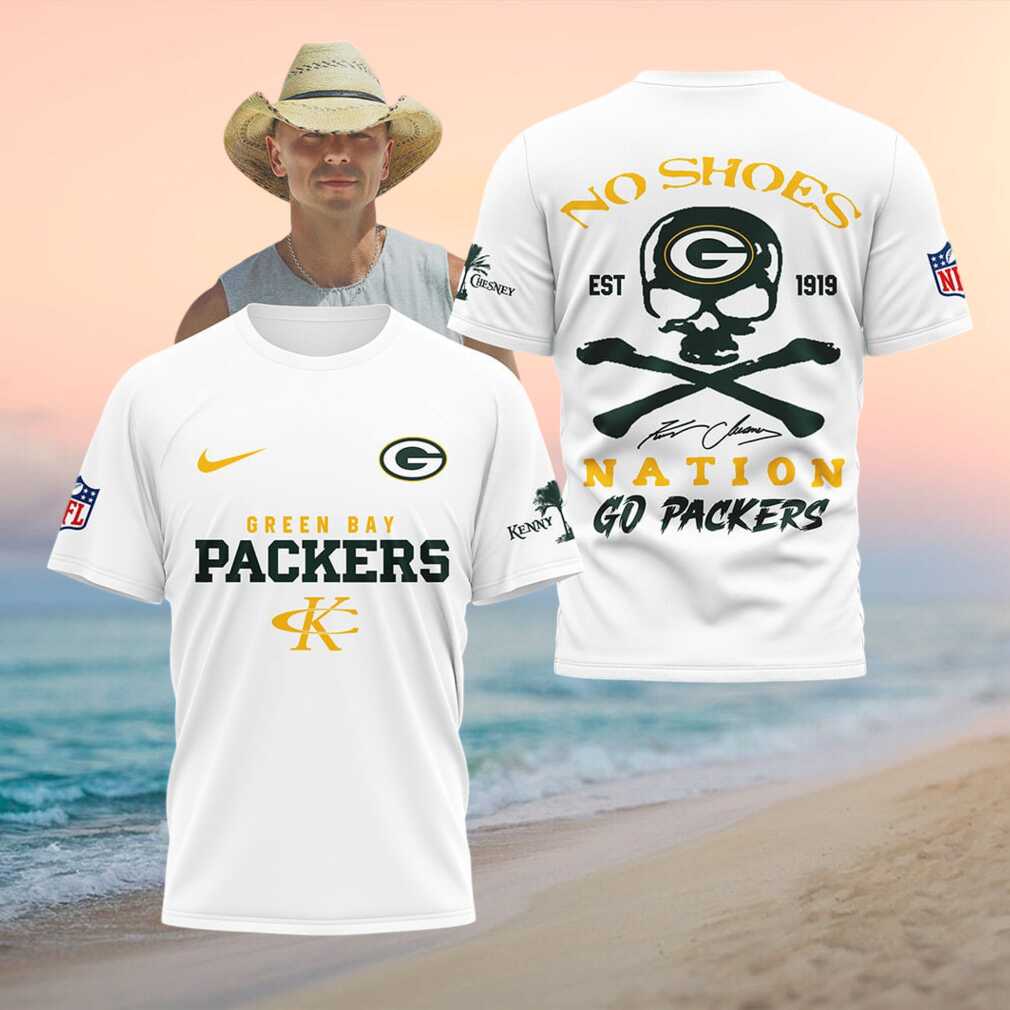 Green Bay Packers No Shoes Nation Skull Shirt Kenny Chesney Football Shirt