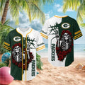 Green Bay Packers Skeleton Grateful Roses Baseball Shirt - Limotees LLC