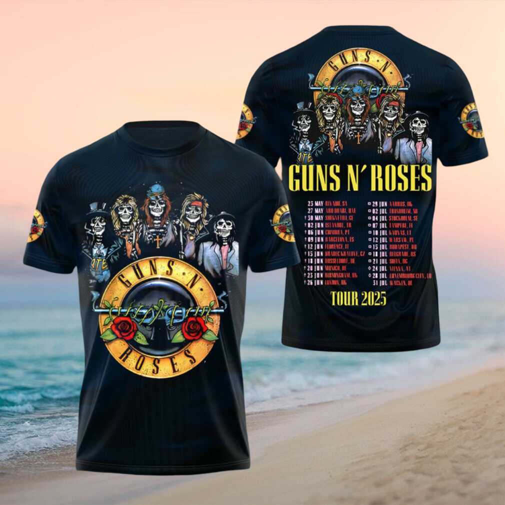 Guns N Roses Skeleton Band Tour 2025 Concert Shirt