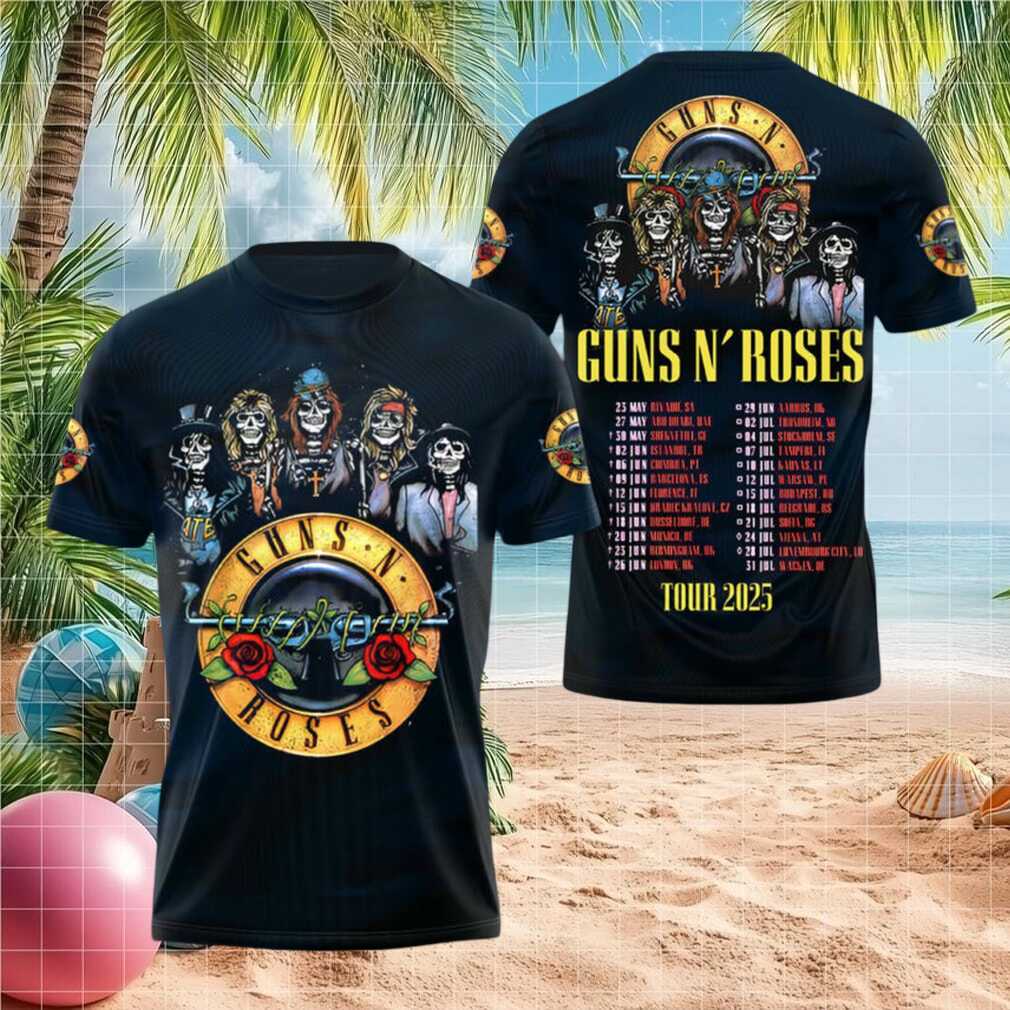 Guns N Roses Skeleton Band Tour 2025 Concert Shirt