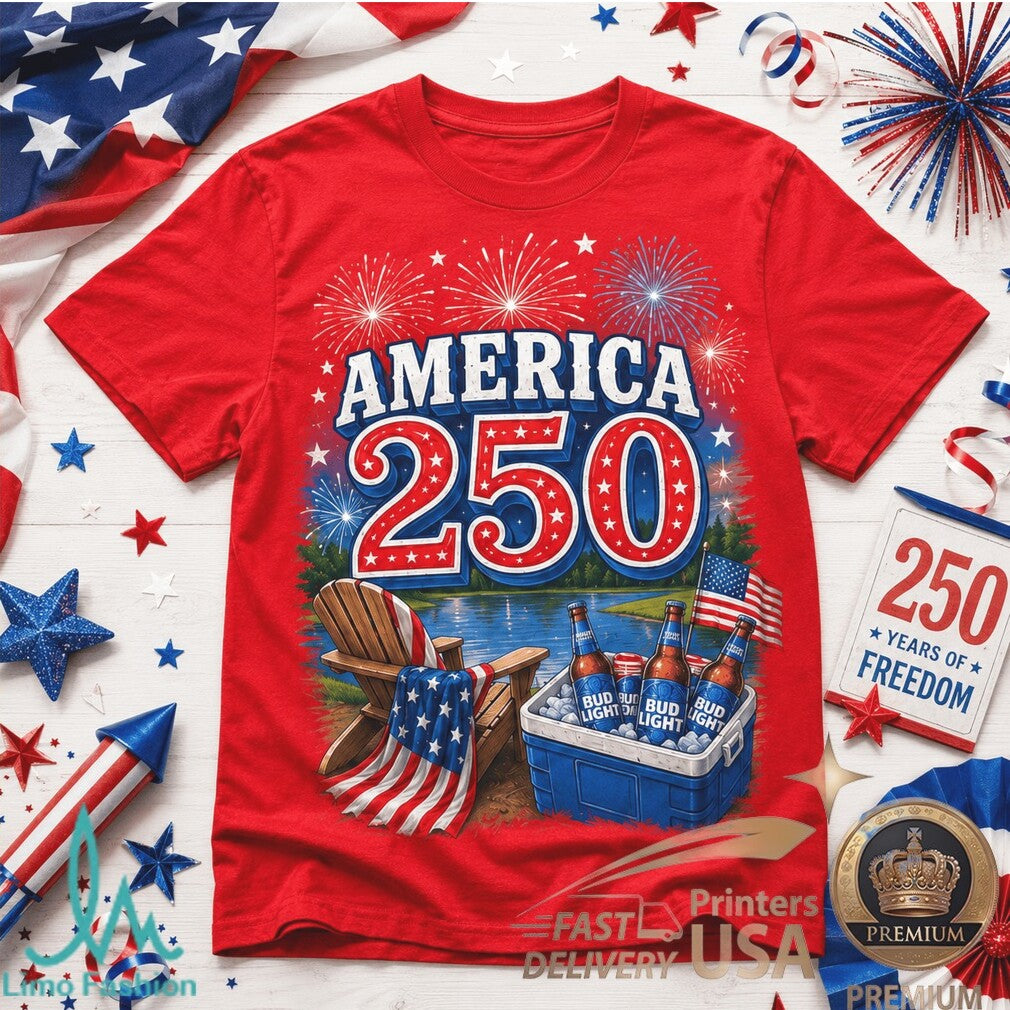 America 250 Years Of Freedom Bud Light Patriotic Camping Shirt - Limotees LLC