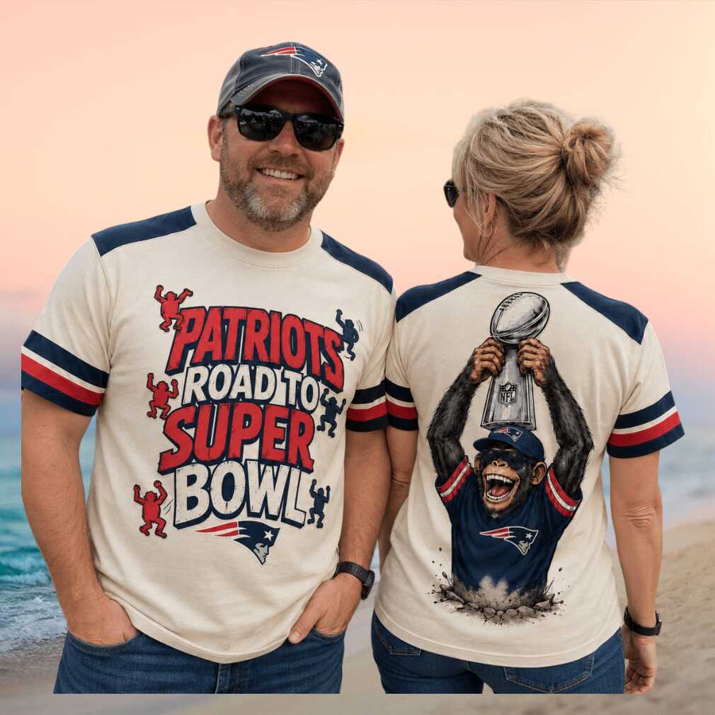 New England Patriots Monkey Trophy Road To Super Bowl Raglan Shirt