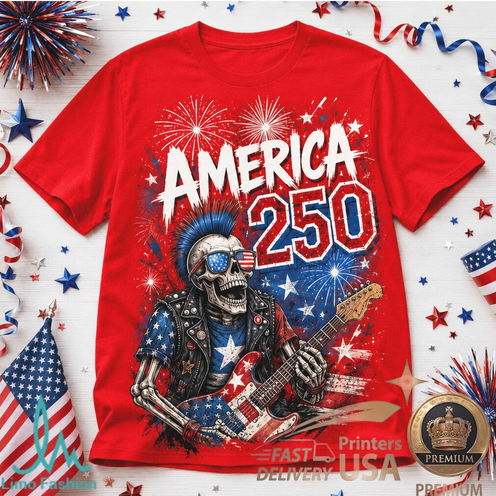 America 250 Years Of Freedom Rancid Punk Rock Skeleton Shirt