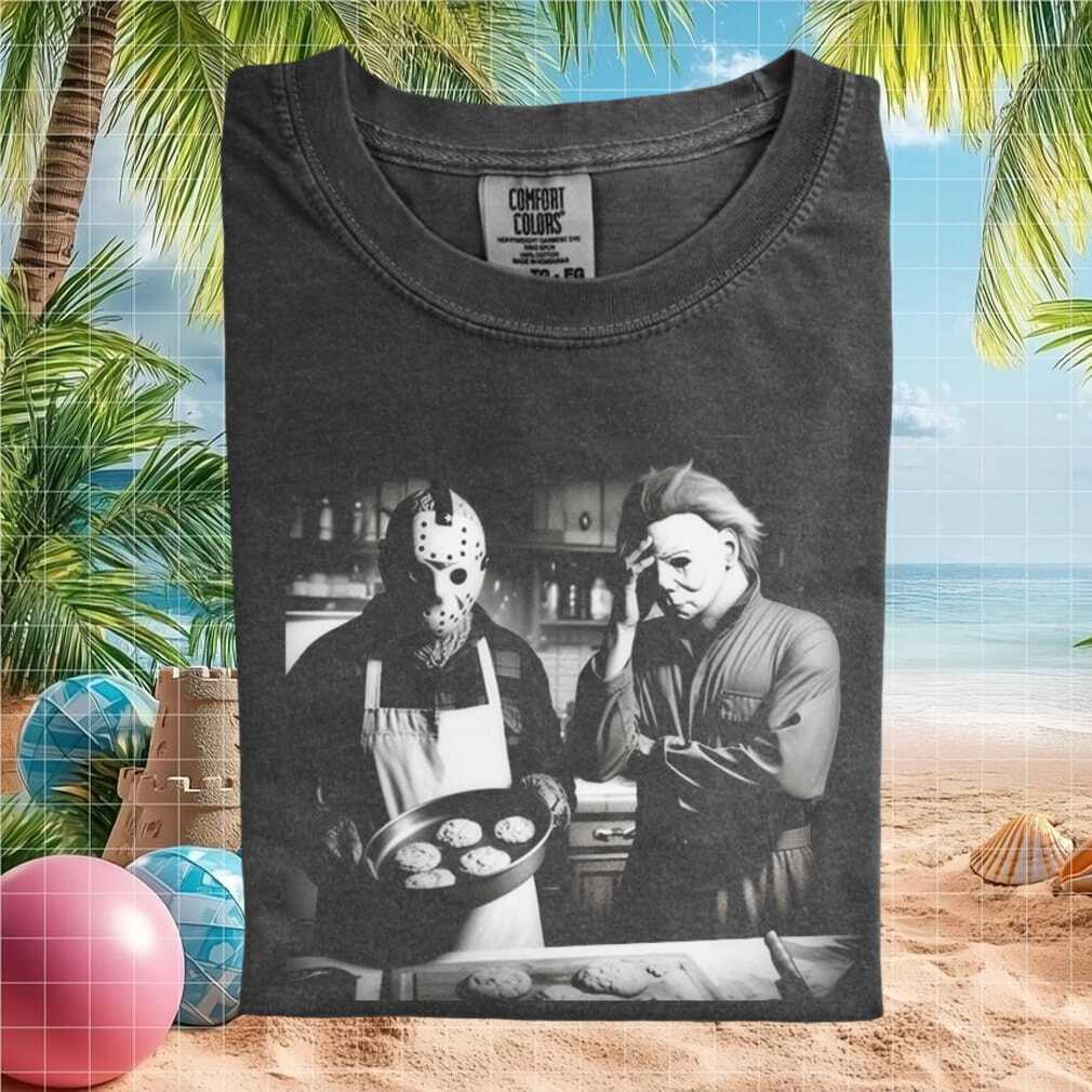 Horror Movie Villains Baking Cookies Funny Graphic T Shirt - Limotees LLC