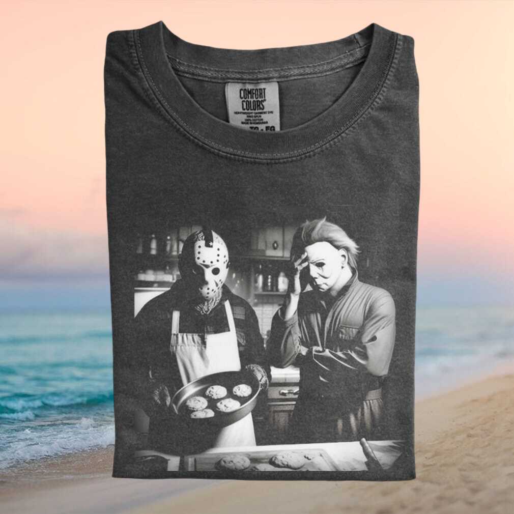 Horror Movie Villains Baking Cookies Funny Graphic T Shirt - Limotees LLC