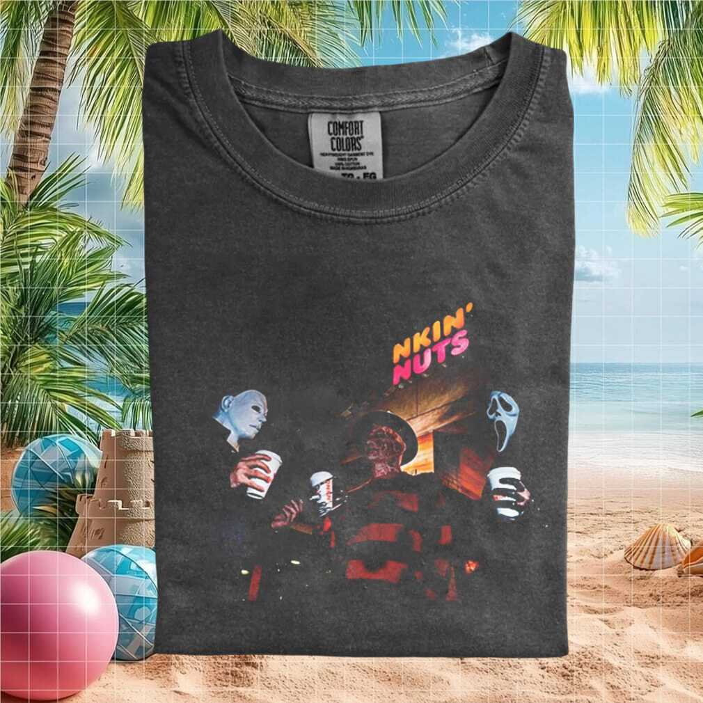Horror Movie Villains Coffee Drinking Funny Mashup Graphic T Shirt - Limotees LLC