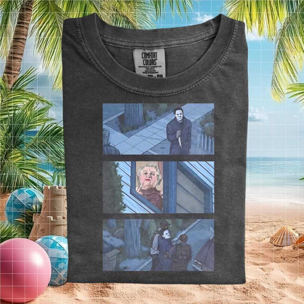 Horror Movie Villains Michael Myers Funny Kitchen Scene T Shirt - Limotees LLC