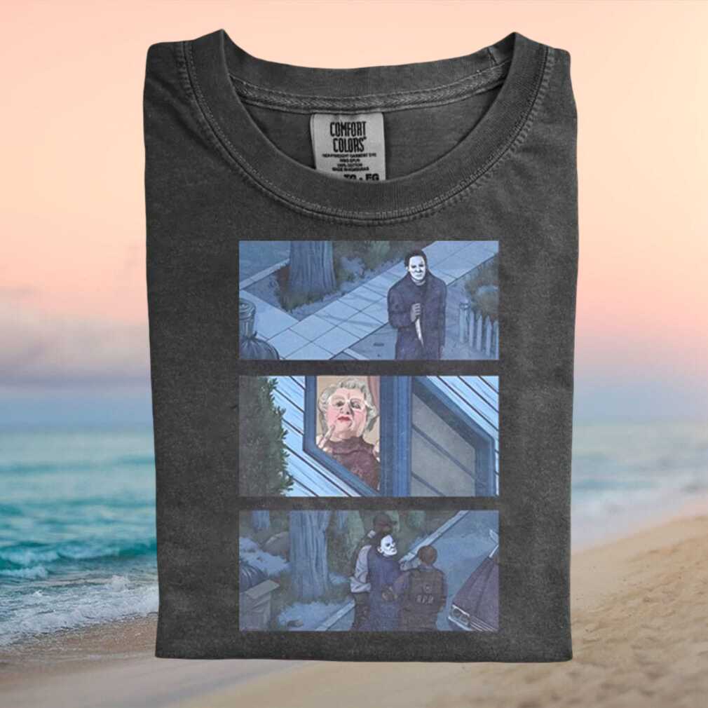 Horror Movie Villains Michael Myers Funny Kitchen Scene T Shirt - Limotees LLC