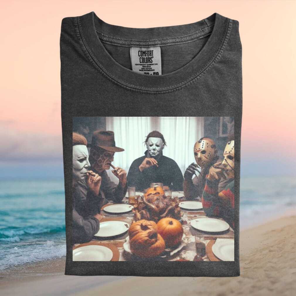 Horror Movie Villains Thanksgiving Dinner Graphic T Shirt - Limotees LLC