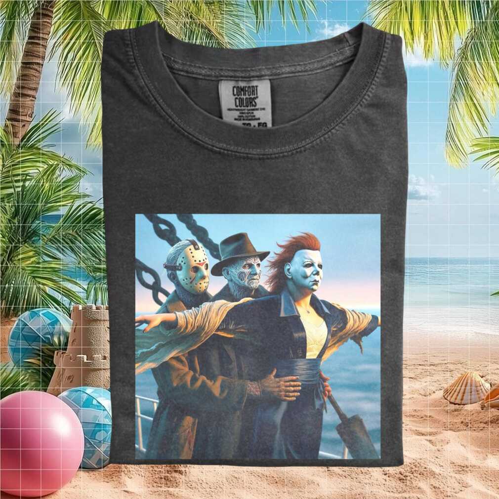 Horror Movie Villains Titanic Romantic Pose Funny Graphic T Shirt - Limotees LLC