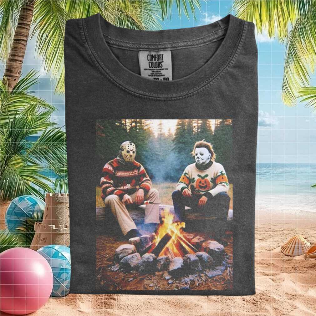 Horror Villains Campfire Smores Ugly Sweater Graphic T Shirt - Limotees LLC