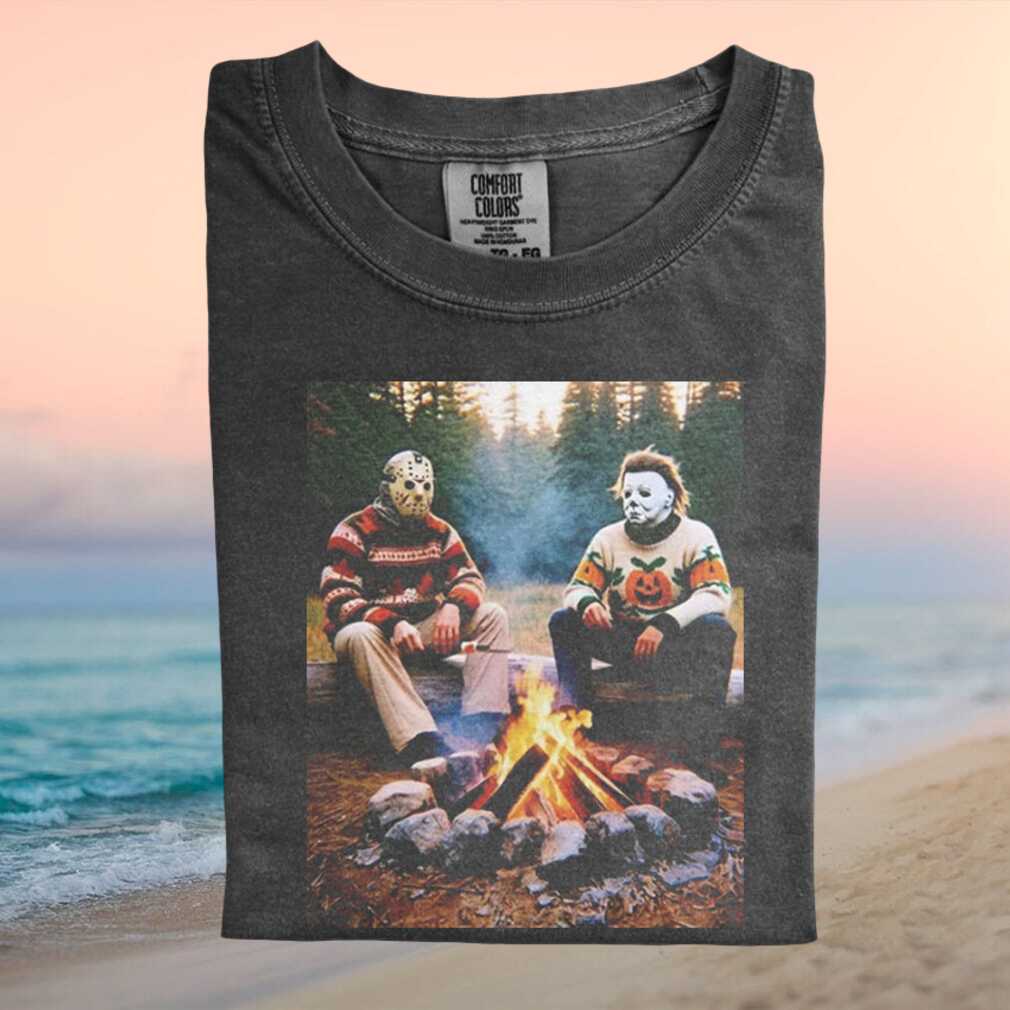 Horror Villains Campfire Smores Ugly Sweater Graphic T Shirt - Limotees LLC