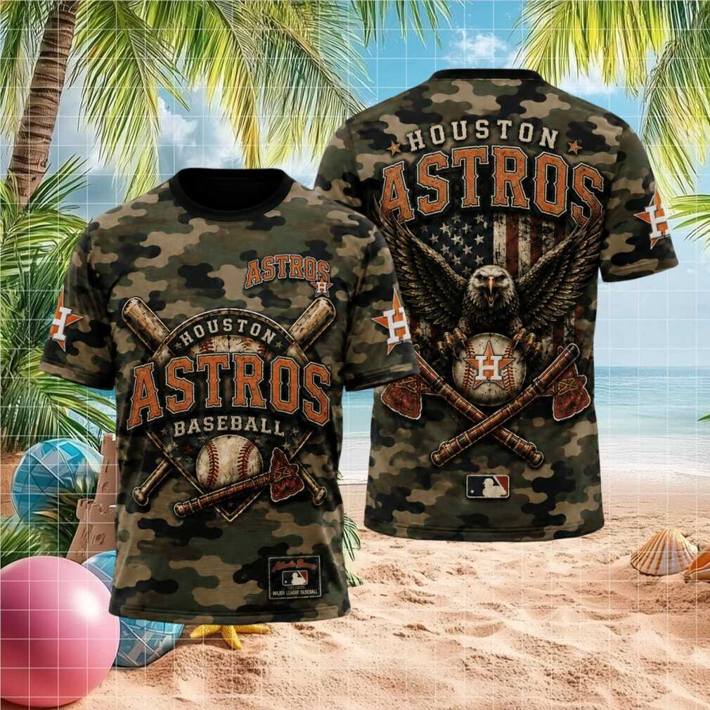Houston Astros Bald Eagle American Flag Camo Patriotic T Shirt - Limotees LLC