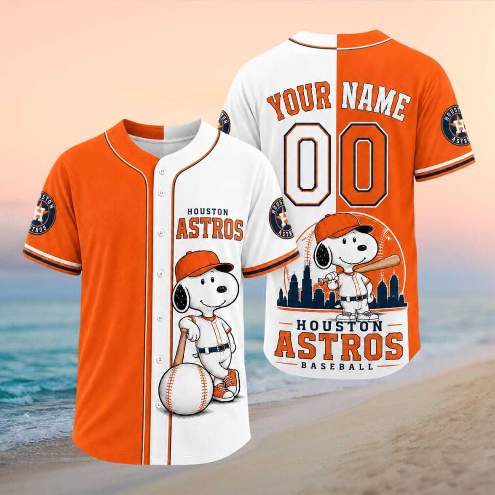 Houston Astros Snoopy Dog Baseball Skyline Custom Baseball Jersey