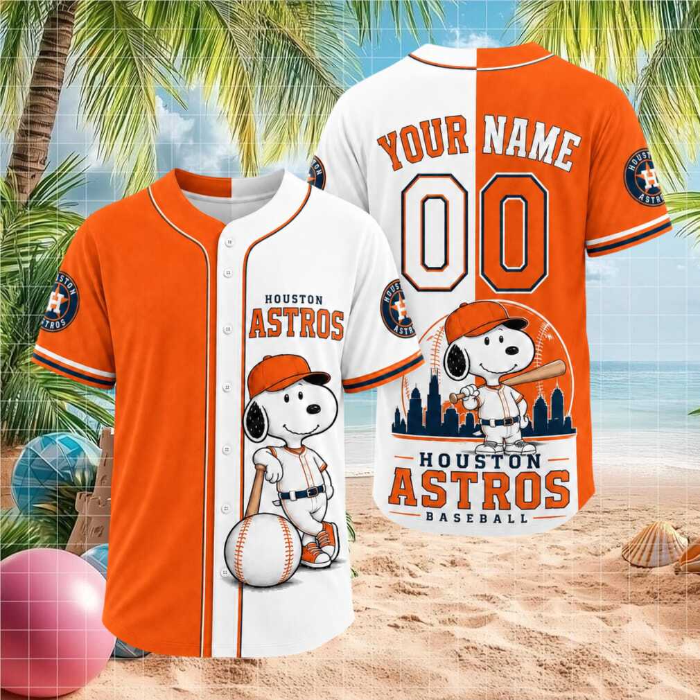 Houston Astros Snoopy Dog Baseball Skyline Custom Baseball Jersey