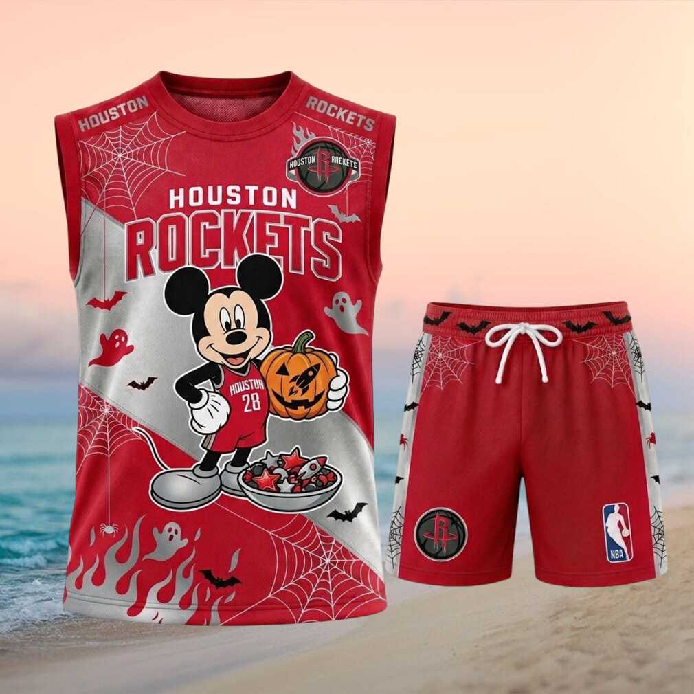 Houston Rockets Mickey Mouse Halloween Pumpkin Basketball Shirt